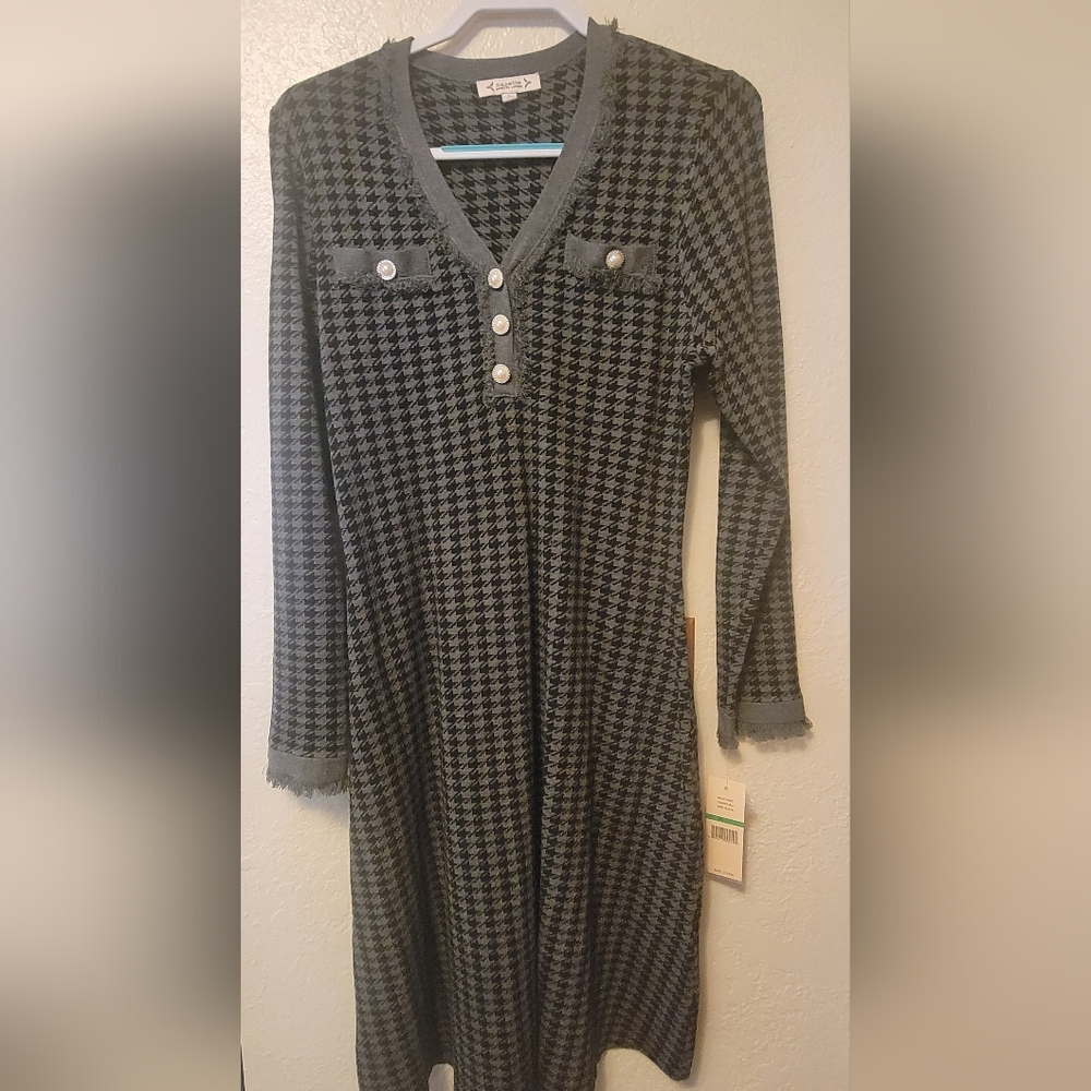 Stylish Gray Houndstooth Dress